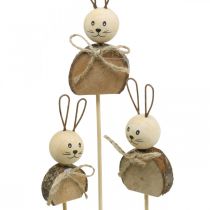 Conejito flor palo madera óxido Pascua Conejo decoración naturaleza 8cm 8pcs