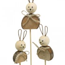 Artículo Conejito flor palo madera óxido Pascua Conejo decoración naturaleza 8cm 8pcs