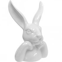 Deco conejo blanco, busto cabeza de conejo, ceramica H21cm