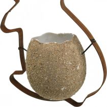 Decoración de conejo para colgar, conejo de metal con huevo, cáscara de huevo para plantar pátina 3 piezas