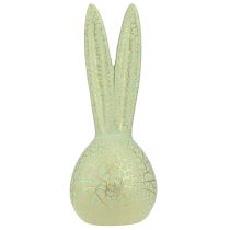 Artículo Cabeza de conejo Decoración de conejito de Pascua craquelado dorado verde menta Al. 28 cm