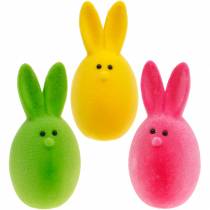 Artículo Mezcla de huevos de Pascua con orejas, huevos de conejo en bandada, decoración colorida de Pascua 6 piezas