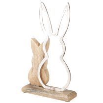 Artículo Mamá coneja con niño Deco de Pascua Metal y madera 26,5cm