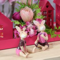 Artículo Juego de 4 figuras de conejo de Pascua, bonita decoración de mesa para Pascua y primavera, 9 cm