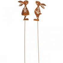 Artículo Decoración jardín óxido conejo tapón decorativo Pascua 8×16cm 2pcs (1par)