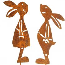 Artículo Decoración jardín óxido conejo tapón decorativo Pascua 8×16cm 2pcs (1par)