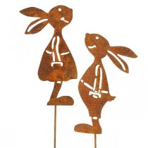Artículo Decoración jardín óxido conejo tapón decorativo Pascua 8×16cm 2pcs (1par)