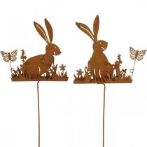 Conejito flor tapón óxido tapón decorativo metal Pascua 11cm 4pcs