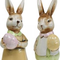 Deco conejitos de Pascua con huevo, conejitos de Pascua, cerámica, H24cm 2pcs
