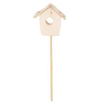 Artículo Casita decorativa para pájaros, abedul, 5 cm, estacas para flores, 4 piezas