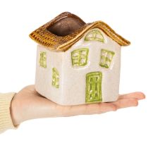 Artículo Casita de cerámica para plantar, estilo rústico para un ambiente acogedor, 11cm