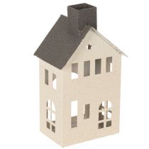 Artículo Casa decorativa de metal con chimenea y ventana, 24 cm.