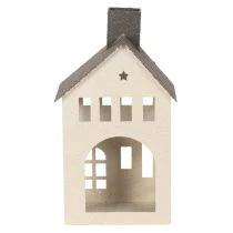 Artículo Casa decorativa de metal con chimenea y ventana, 24 cm.