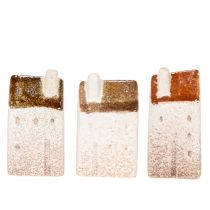 Artículo Conjunto de casas decorativas de cerámica, casas en miniatura para colocar de pie, 7 cm, 3 piezas