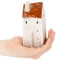 Artículo Decoración de cerámica con forma de casa y chimenea, casita para velas, otoño e invierno, 13 cm, 2 piezas