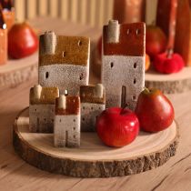 Artículo Decoración de cerámica con forma de casa y chimenea, casita para velas, otoño e invierno, 13 cm, 2 piezas