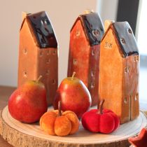 Artículo Casa miniatura decorativa de cerámica con ventanas, 14 cm, 3 piezas