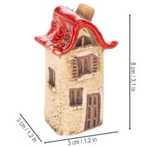 Artículo Juego de decoración de casas de cerámica, casitas pequeñas con techo rojo de 8 cm, 2 piezas