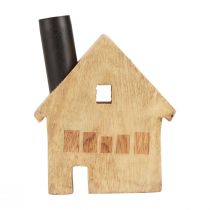 Artículo Portavelas decorativo de madera con forma de casa, negro, 10,5 × 3,5 × 13 cm