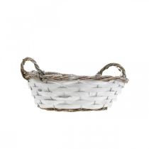 Artículo Cesta de plantación, cesta decorativa, blanca con asas, 25cm