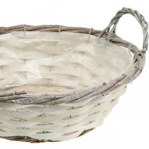 Artículo Cesta decorativa para plantar, cesta de plantación redonda, blanco H9.5cm, Ø29.5cm