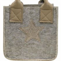Jardinera decorativa bolsa de fieltro decoración navideña beige 20 / 16cm juego de 2