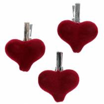 Artículo Deco corazón con pinza roja 3cm 8pcs