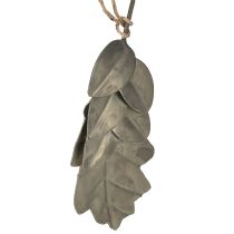 Artículo Hojas decorativas de otoño metal gris plata L20cm 4pcs
