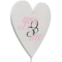 Artículo Corazón en la varilla 7cm blanco, rosa 12pcs