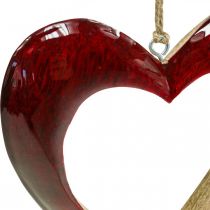 Corazón de madera, deco corazón para colgar, corazón deco rojo H15cm