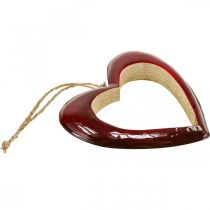 Artículo Corazón de madera, corazón decorativo para colgar, decoración de corazón rojo Al 15 cm