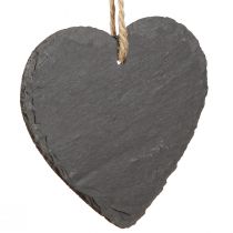 Artículo Corazón de pizarra corazón de pizarra para colgar negro 10cm 6ud
