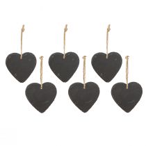 Artículo Corazón de pizarra corazón de pizarra para colgar negro 10cm 6ud