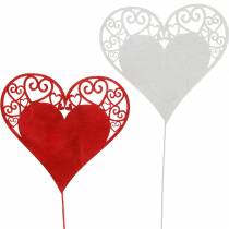 Corazón en el palo, corazón de enchufe decorativo, decoración de boda, día de San Valentín, decoración de corazón 16 piezas