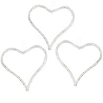 Artículo Bast corazón para colgar blanco 10cm 12pcs