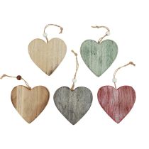 Artículo Corazones de madera Corazones decorativos Color blanco Madera vintage 10 piezas