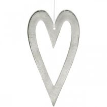 Corazón decorativo para colgar decoración de boda de aluminio plateado 22 × 12cm