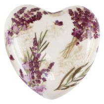 Artículo Decoración de corazón decoración cerámica lavanda gres vintage 10,5 cm