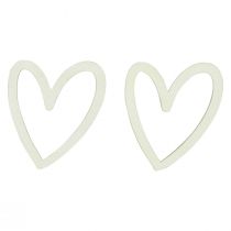 Artículo Decoración de corazones decoración dispersa corazones decoración de mesa de madera crema 4,5 cm 48 piezas