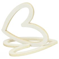 Artículo Decoración de corazones decoración dispersa corazones decoración de mesa de madera crema 4,5 cm 48 piezas