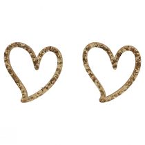 Corazón deco asperja corazones decoración de mesa de madera oro 5cm 48pcs