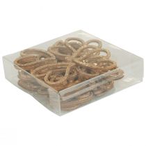 Artículo Decoración de corazones decoración dispersa corazones decoración de mesa de madera oro 5cm 48 piezas