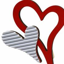 Artículo Tapones de corazón de madera rojo, blanco 38cm 12 piezas