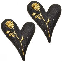 Corazón con joyería de tumba de oro negro rosa 14 × 10 × 3 cm 2 piezas