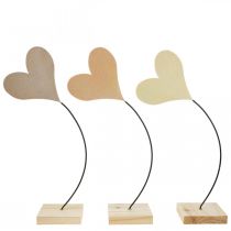 Artículo Decoración de mesa corazones boda, decoración corazón metal beige/naranja/amarillo H40cm 3pcs
