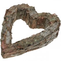 Deco corazón corteza de pino abierta decoración de otoño decoración de tumba 30 × 24 cm