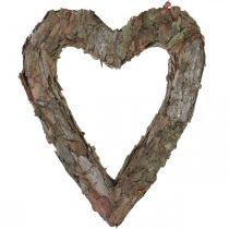 Artículo Corazón decorativo, corteza de pino abierta, decoración de otoño, decoración de tumbas, decoración de mesa, conjunto de plantas 30×24cm