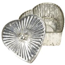 Artículo Lata en forma de corazón con tapa, lata de cristal con corazón, champán, 15,5×15×10cm