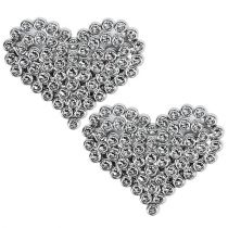 Corazón 6,5cm plata con pegamento dot 12pcs