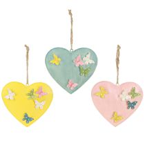 Artículo Colgantes decorativos de corazón con mariposas para decoración primaveral, 10,5 cm, 3 piezas